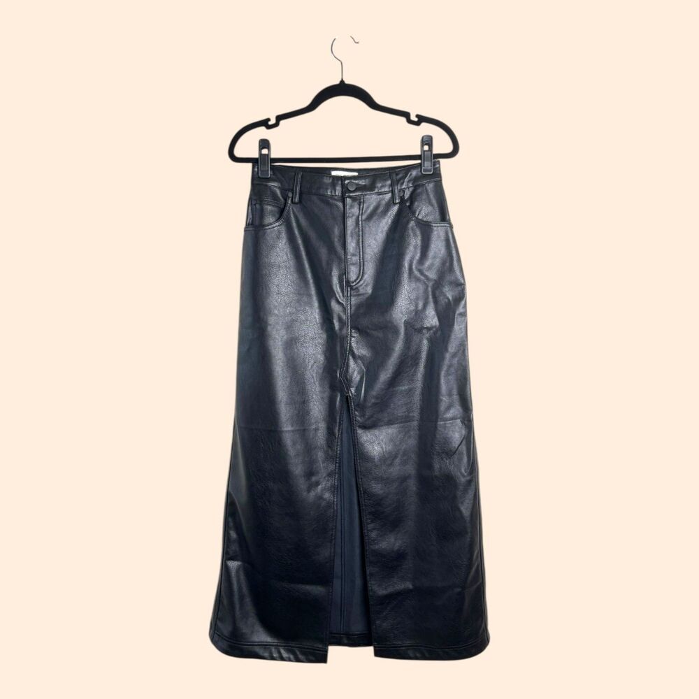 Pilcro Madi Faux Leather Front Slit Skirt